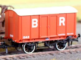 Several of the South Wales railway companies followed the GWR in adopting the Iron Mink for their own fleet of ventilated box vans. There were usually detail differences between the GWR wagons and those of the other operators, allowing the origins of these vans to be deduced even after the South Wales fleets were integrated with the GWRs own Iron Minks at the grouping.This model is finished in the red lead livery of the Barry Railway, wagon number 1343.