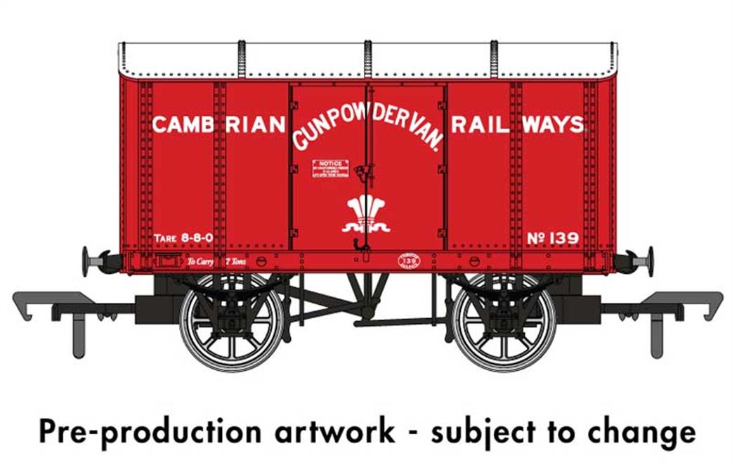 Rapido Trains OO 908021 Cambrian Railway 139 Iron Bodied Gunpowder Van Red