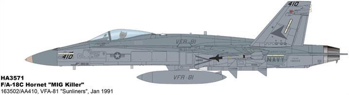 "F/A-18C Hornet ""MIG Killer"" 163502/AA410, VFA-81 ""Sunliners"", Jan 1991"