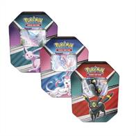 You will be sent one tin at random unless otherwise specified.In each tin you will find: 4 * Pokemon boosters1 * 1 of 3 foils (either Espeon V, Umbreon V or Sylveon V)