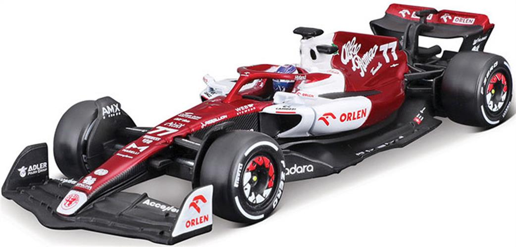 Burago 1/43 B18-38068B Alfa Romeo F1 C42 #77 2022 V.Bottas w/Helmet and Showcase Model