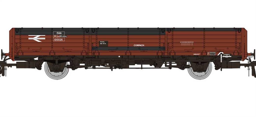 Rapido Trains OO 915007 BR 100029 OAA Long Wheelbase Open Wagon Freight Brown Corpach Pool Patched Finish