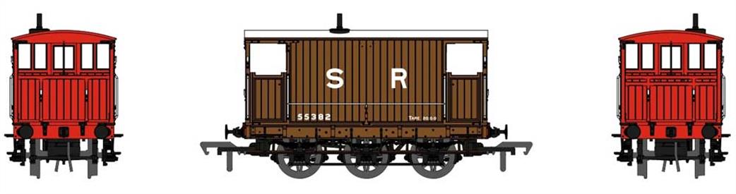 Rapido Trains OO 931003 SR 55382 ex-SECR 6-wheel Goods Train Brake Van SR Brown with Red Ends Large Lettering