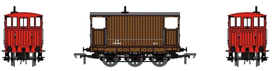 Rapido Trains OO 931006 SR 55366 ex-SECR 6-wheel Goods Train Brake Van SR Brown with Red Ends Small Lettering