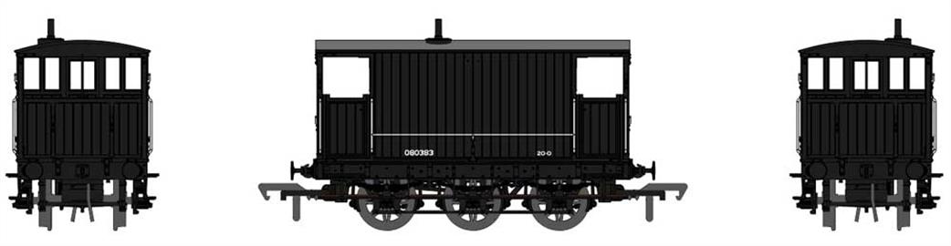 Rapido Trains 931010 80383 ex-SECR 6-wheel Goods Train Brake Van Engineers Black Livery OO