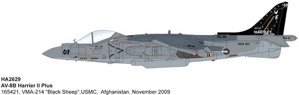 "AV-8B Harrier II Plus 165421, VMA-214 ""Black Sheep"",USMC, Afghanistan, November 2009"