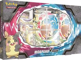 Box contains:4 * Pokemon boosters4 * Foil promos that make up a Morpeko V-UNION1 * Oversized Morpeko V-UNION