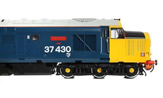 Model of BR class 37/4 eth equipped diesel locomotive 37430 Cwmbran featuring high fidelity mouldings, numerous separately fitted parts, an exquisite livery application using true-to-prototype colours, fonts and logos. Along with an unprecedented array of lighting features a dual speaker system is fitted to all models ready for DCC sound installations.