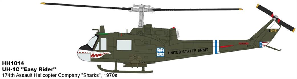 Hobby Master 1/72 HH1014 UH-1C Huey Helicopter Sharks Helicopter Model