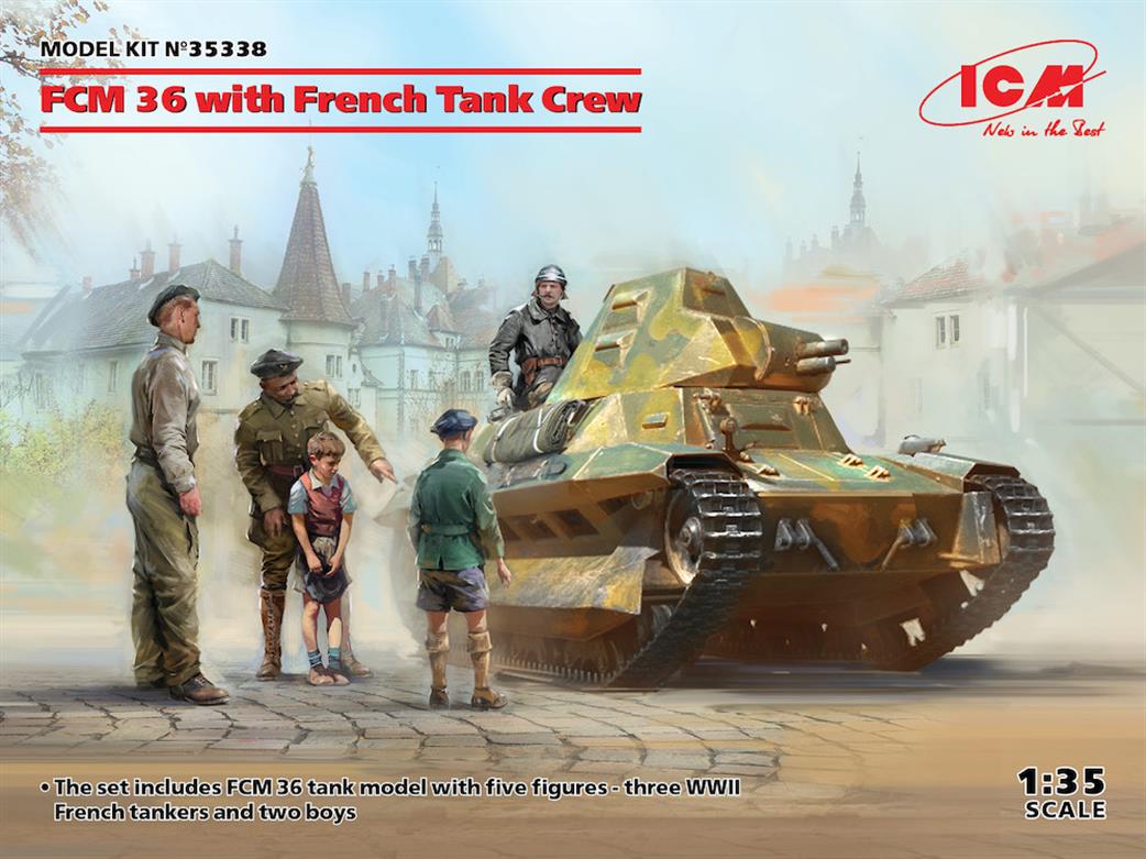 ICM 1/35 35338 FCM 36 French Light Tank WW11 with tank crew Plastic Kit
