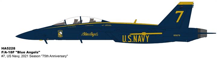 "F/A-18F ""Blue Angels"" #7, US Navy, 2021 Season ""75th Anniversary"""