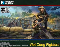 Rubicon Viet-Cong fighters figure pack containing 32 figures including : 4 male VC sprues (6 figures each) 2 female VC sprues (4 figures each) A total of 32 figures with command squad option Multi-pose plastic figures with different webbing &amp; pouches and multiple weapon choices, including RPG-7