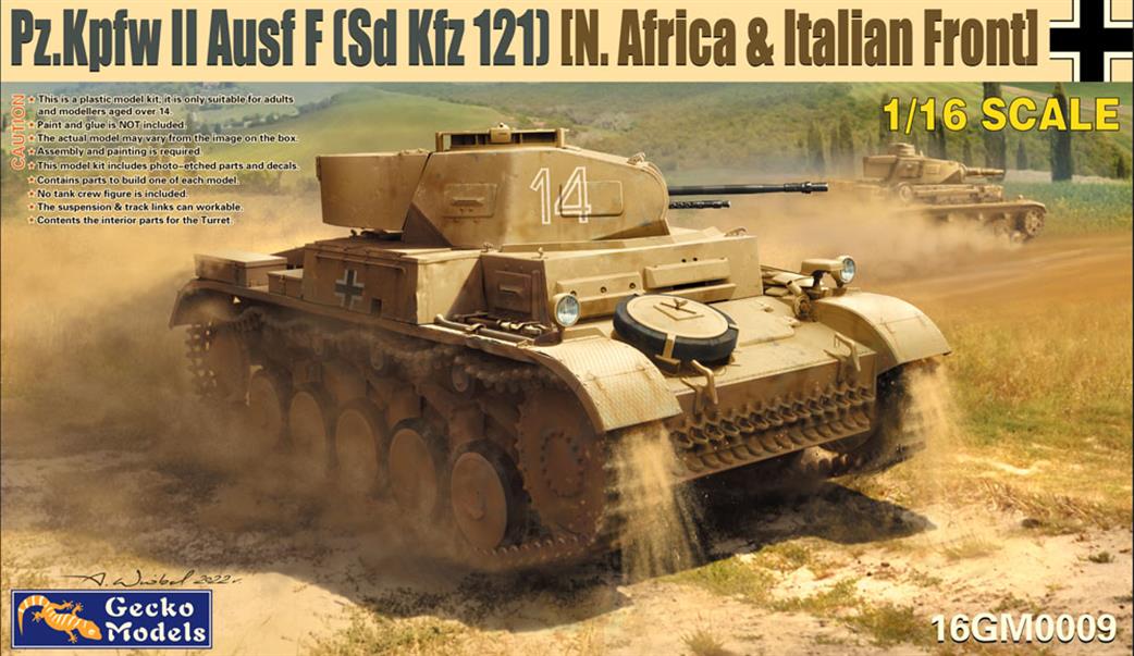 Gecko Models 16GM0009 Pz.Kpfw II Sd.Kfz.121 Ausf. F Tank Kit 1/16