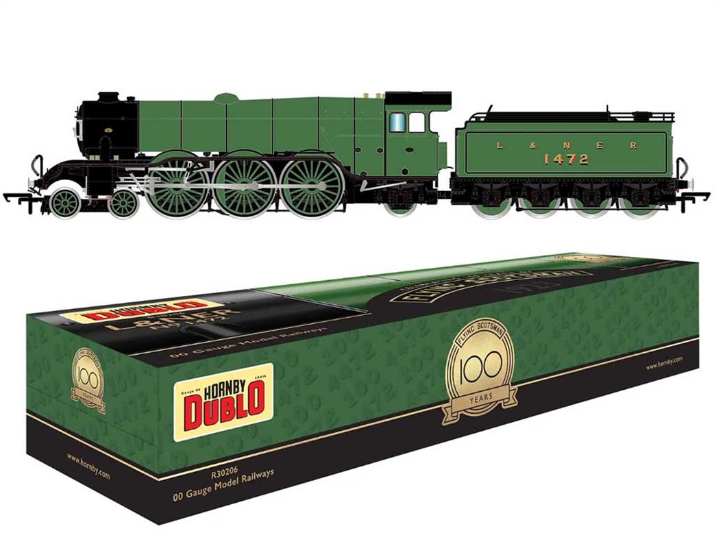 Hornby OO R30206 Dublo LNER 1472 Flying Scotsman Gresley A1 Class 4-6-2 Apple Green GNR Tender Circa 1923