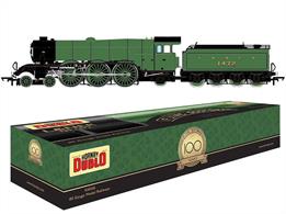This Hornby Dublo diecast Flying Scotsman 100 years model features the locomotive as it would have appeared at the time it entered LNER service in 1923. Carrying the number 1472 the locomotive is finished in a beautiful gloss apple green paint which gives the diecast boiler a finish close to that that could have been seen on the full size locomotive. The model is powered by a strong 5 pole motor and features cab detailing including crew figuresDCC ready with socket for 8 pin decoder.