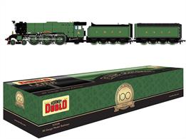 This Hornby Dublo diecast Flying Scotsman 100 years model features the locomotive as it appeared during its tour of the United States in 1969.The locomotive is finished in a beautiful semi-gloss paint which couples with the diecast boiler to create a finish close to that that could have been seen on the full size locomotive. The model is powered by a strong 5 pole moto and features cab detailing including crew figures. This model also features the specific embellishments that Flying Scotsman required to run on US rails, including its functioning top headlamp, bell and cowcatcher painted red as it would have been seen on the tour before its stop in St Louis, Missouri on the 30th June 1970 where the catcher was painted black to blend in with the existing locomotive features. This pack also includes the second tender, an iconic part of its USA consist.DCC ready with socket for 8 pin decoder.
