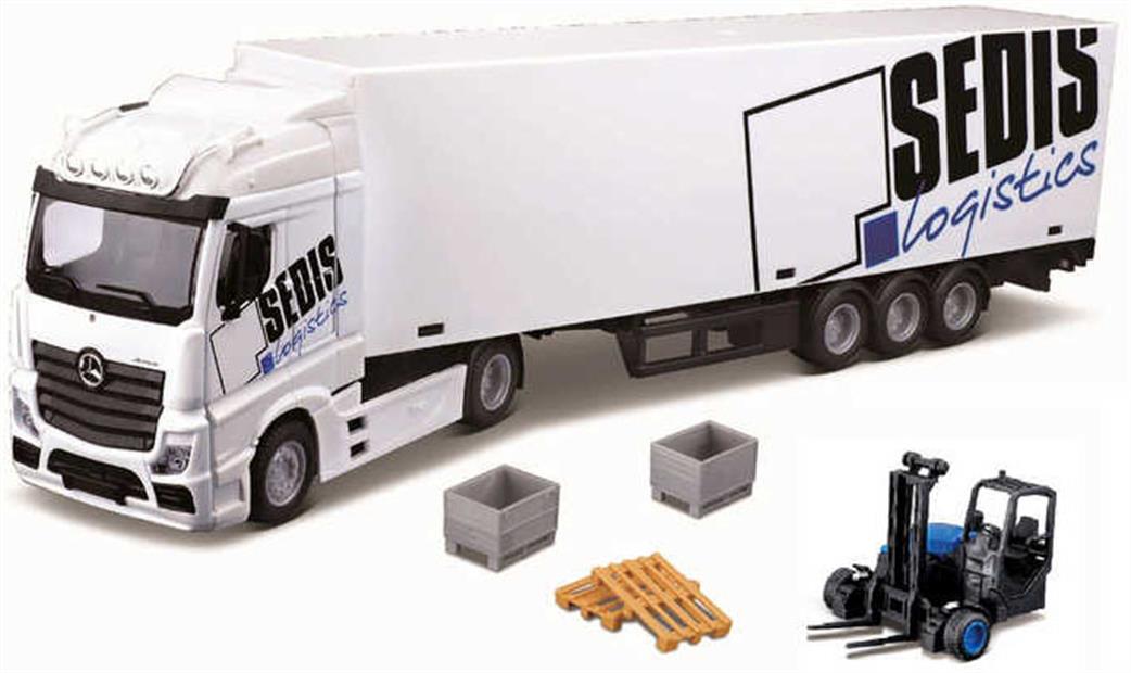 Burago 1/43 B18-31471 Street Fires Haulers MB Actros Lift & Load truck with Pallets