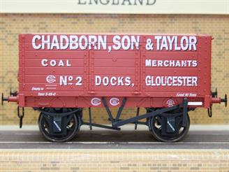 Antics Commissioned Model - Chadborn, Son &amp; Taylor, coal merchants at 'Docks, Gloucester' wagon 2 Chadborn, Son &amp; Taylor were a firm of merchants and stevedores at Sharpness and Gloucester docks, noted for introducing floating steam powered winches for cargo handling. Wagon number 2 was recorded by the Gloucester RCW company photographer in April 1903, showing a RCH 1887 type 7 plank wagon painted red with white lettering shaded black and carrying a full set of Gloucester plates, suggesting the wagon leased or on 'redemption hire'.The Chadborn, Son &amp; Taylor company were also timber merchants and their coal business was sold to fellow Gloucester merchants W.L.Buchanan in 1927.Release planned for May 2023. Please note - Pre-orders being taken at £49.99 due to recent cost increases.