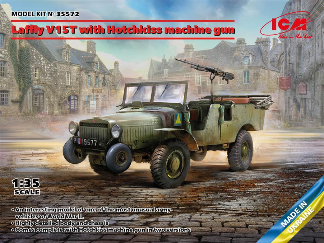 ICM 1/35 35572 Laffly V15T WW2 French Artillery Towing Vehicle With Hotchkiss MG Plastic Kit