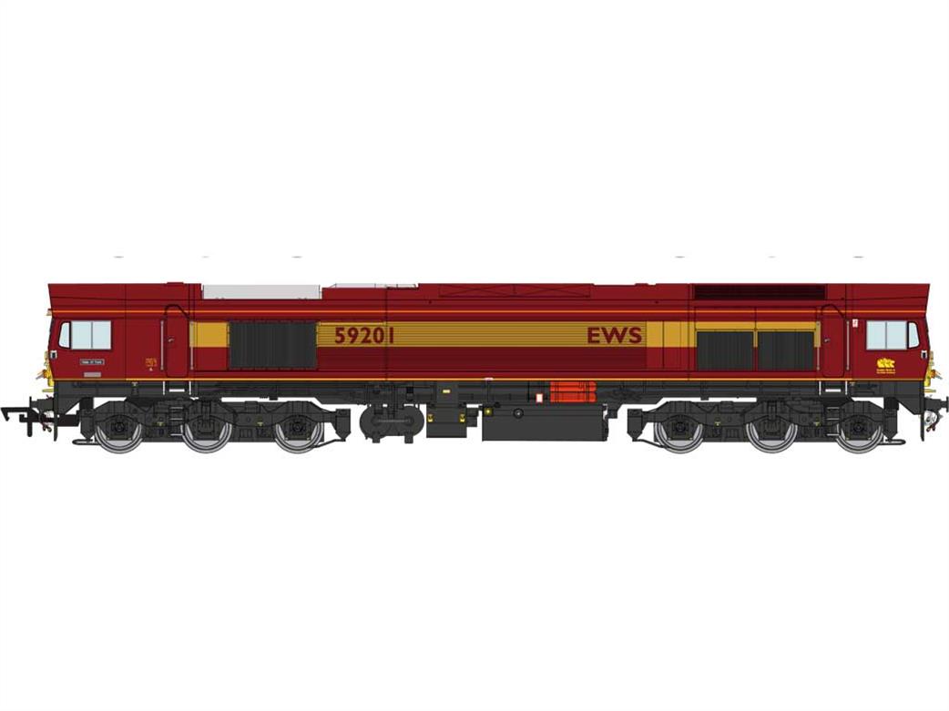 Dapol OO 4D-005-005 EWS 59201 Vale of York Class 59/2 Co-Co Diesel Freight Locomotive Maroon & Gold