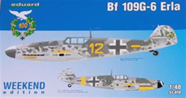 Weekend edition kit of German WWII fighter aircraft Bf 109G-6 n 1/48 scale. The kit is focused on 109s produced by Erla Werke in Leipzig