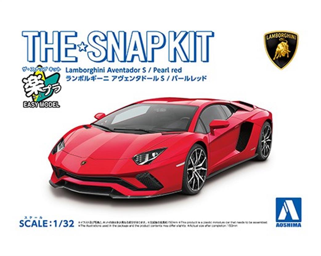 Aoshima 1/32 06347 Lamborghini Aventador S Pearl Red Snap Together Plastic Kit