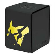 Top loading Alcove Flip Deck Box with full flap cover. Holds 82 cards in Deck Protectors sleeves. Acid free, durable polypropylene material. Features a Pikachu design!