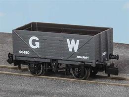 A new model of the standard RCH 1923 7 plank open coal wagons produced by Peco featuring the correct 9-feet wheelbase wood underframe and a detailed body moulding including interior planking detail.Wagon finished in GWR dark grey livery