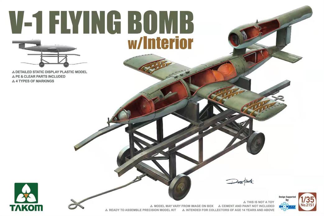 Takom  02151 V-1 Flying Bomb With Interior Detail Plastic Kit