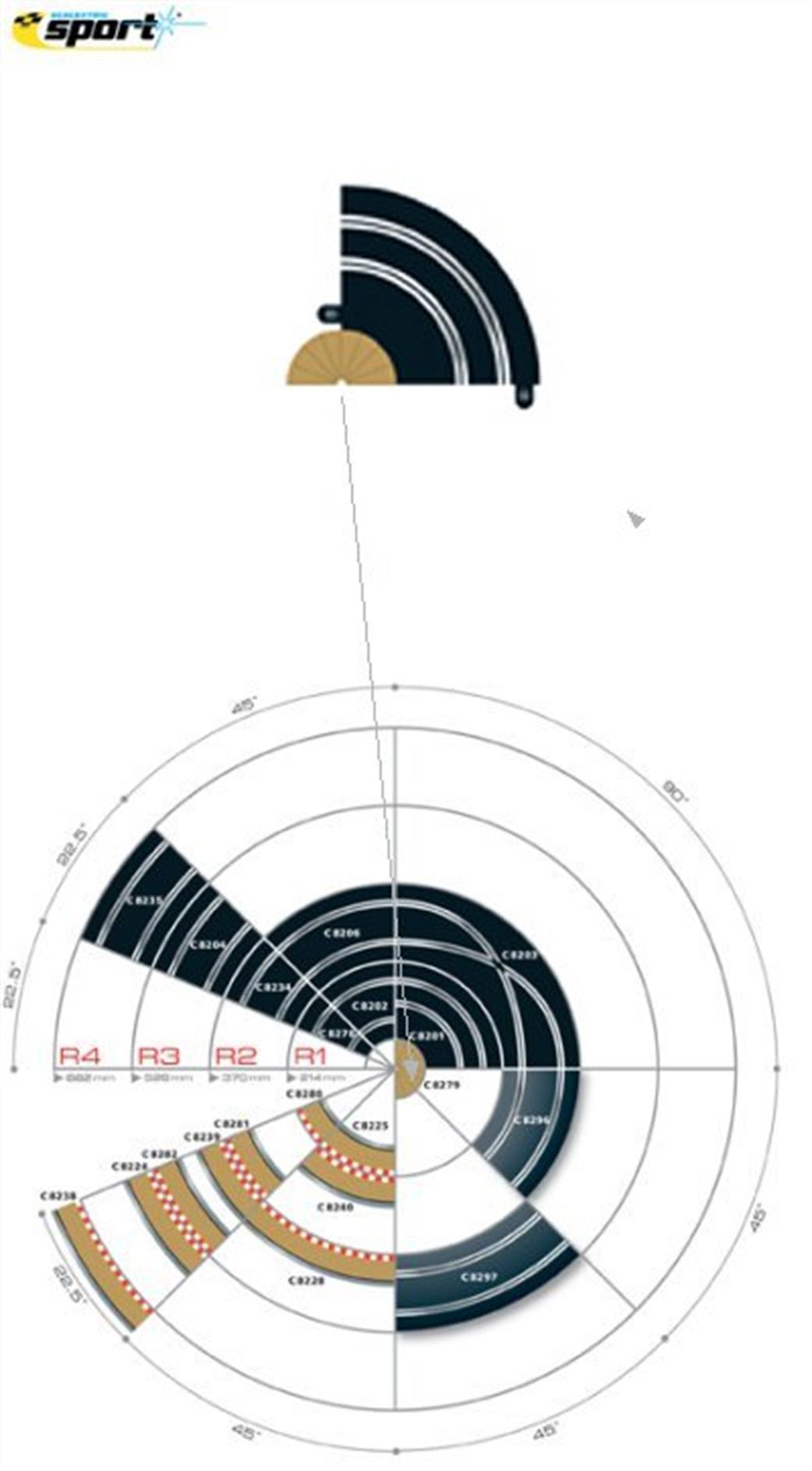 Scalextric 1/32 C8279 Sport Track Radius 1 Curve Inner Border 180 x2