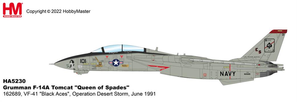 Hobby Master 1/72 HA5230 Grumman F-14A Queen of Spades 162689 VF-41 Black Aces Operation Desert Storm June 1991