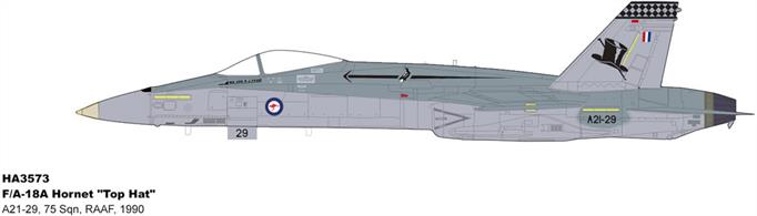 "F/A-18A Hornet ""Top Hat"" A21-29, 75 Sqn., RAAF, 1990"