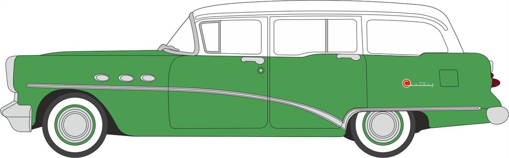 Oxford Diecast 1/87 87BCE54003 Buick Century Estate Wagon 1954 Willow Green/Arctic White