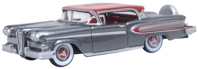 Oxford Diecast 87ED58008 1/87nd Silver Gray/Ember Red Edsel Citation 1958