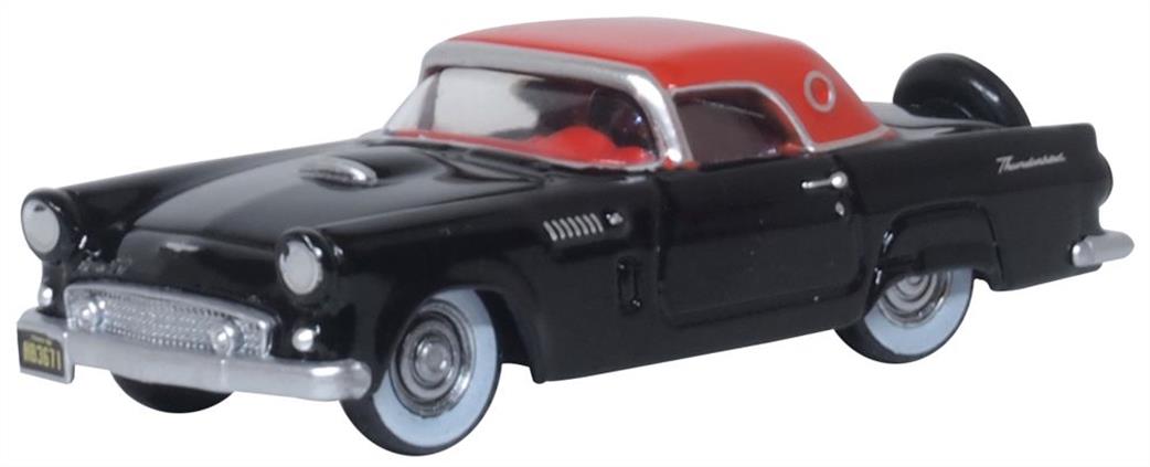 Oxford Diecast 1/87 87TH56008 Raven Black/Fiesta Red Ford Thunderbird 1956