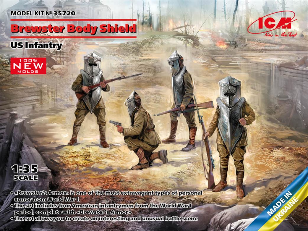ICM 1/35 35720 US Infantry in Brewster Body Shield Plastic Figure Set