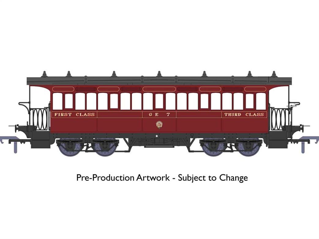 Rapido Trains OO 919005NPQ GER 7 Wisbech & Upwell Tramway Bogie Composite Coach GER Lake Livery As Preserved
