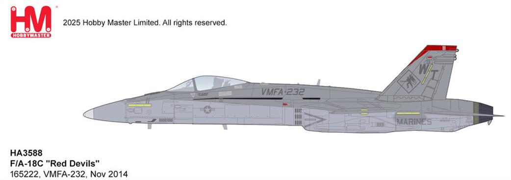 Hobby Master 1/72 HA3588 F/A-18C Red Devils VMFA-232 Fighter Aircraft Model