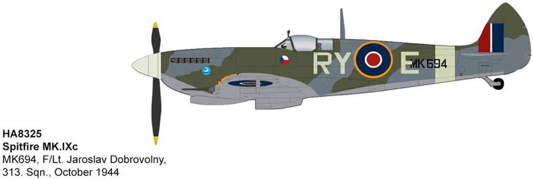 Hobby Master HA8325 Spitfire Mk.IXc  MK694 flown by F/Lt. Jaroslav Dobrovolny  313 Sqn Oct 1944 1/48