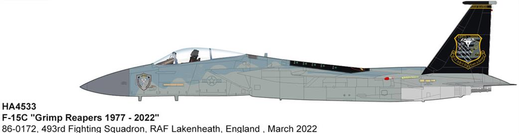 Hobby Master 1/72 HA4533 F-15C Grimp Reapers 1977 2022 86-0172 493rd Fighting Squadron RAF Lakenheath England March 2022