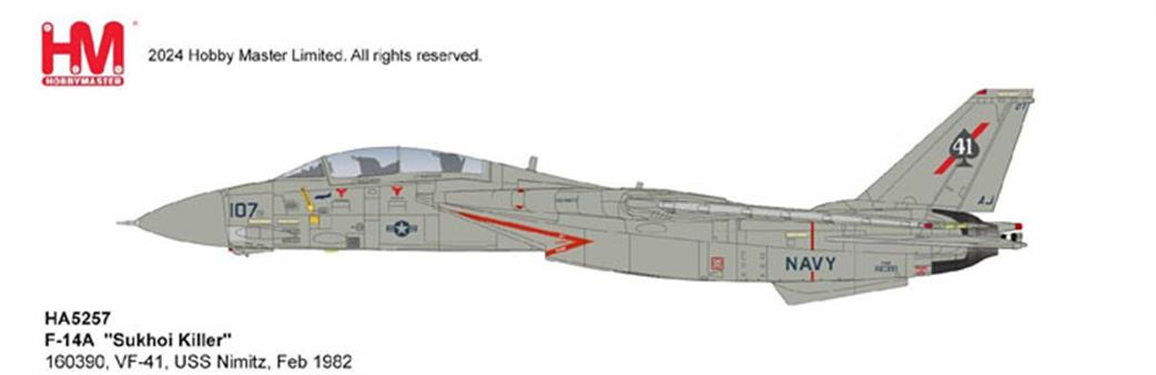 Hobby Master 1/72 HA5257 F-14A  Sukhoi Killer VF-41 USS Nimitz Feb 1982 Diecast Aircraft Model