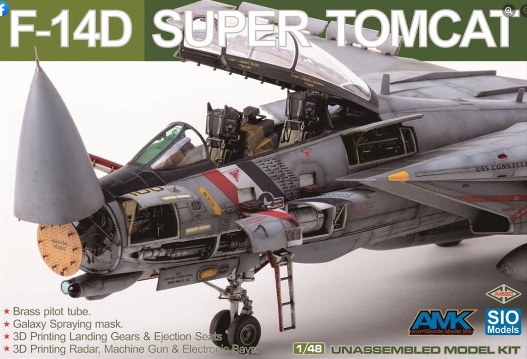 AvantGarde Model Kits AMK 48003 Sio Models Grumman F-14D Super Tomcat Super Detailed Aircraft Kit 1/48