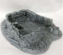 Unpainted resin trench section suitable for wargaming and dioramas.