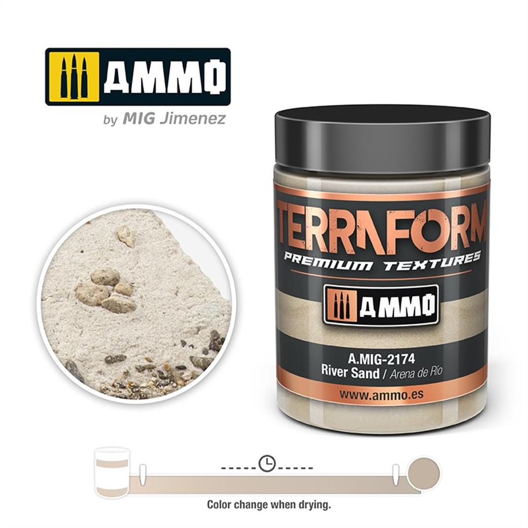 Ammo of Mig Jimenez  A.MIG-2174 River Sand Terraform Acrylic Texture 100ml