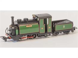 Nicely detailed model of the Festiniog Railway George England design 0-4-0TT locomotives being produced by Kato.Comprising a die-cast metal chassis and highly detailed plastic injection moulded bodyshell, the model features a flywheel-equipped coreless motor in the locomotive driving the coupled axles, with electrical pick-up from all wheels. The model has been designed for use around curves down to 217mm (8½in) radius, with Peco OO9 couplings fitted and optional N gauge Arnold couplers supplied.Model of Festiniog Railway locomotive Prince finished in green livery.