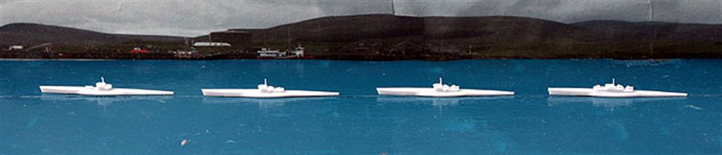 John's Model Shipyard 1/1200 KM701-4 Type VII U-boats four models per kit of WW2 German submarines