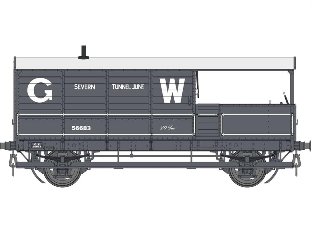 Dapol 7F-300-001 GWR 56683 20-Ton AA15 TOAD Goods Brake Van GWR Grey Severn Tunnel Junction O Gauge
