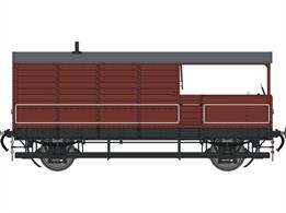 Announced Autumn 2022, planned production Late 2023.A highly detailed model of the GWRs standard 24-feet length goods train brake van, introduced from 1912 and built, with many detail differences, until 1950. The long wheelbase of these vans gave the guard a good ride, with a very effective hand brake and a large cabin which allowed extra crew to be accommodated. This is an unlettered model of a diagram AA21 Toad in British Railways bauxite livery. This diagram featured full vacuum brake fittings with the brake cylinder mounted between the sand boxes on the veranda.