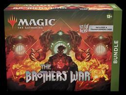 Due for release Friday 18th November 2022.Bundle contains:8 * The Brothers War set boosters1 * Alternate art foil Queen Kayla bin-Kroog1 * Storage box40 * Basic lands (20 foil, 20 non-foil)1 * Oversized spindown life counter1 * Universes Beyond Transformers card