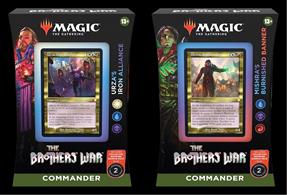 There are 2 different decks for The Brothers War.  You will be sent one at random unless otherwise specified, subject to availability.The decks are:Mishra's Burnished Banner - Blue/Black/RedUrza's Iron Alliance - White/Blue/Black
